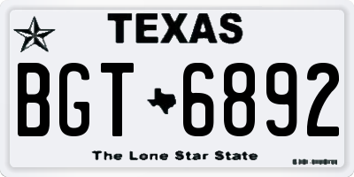 TX license plate BGT6892