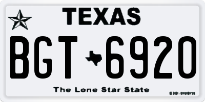 TX license plate BGT6920