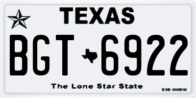 TX license plate BGT6922