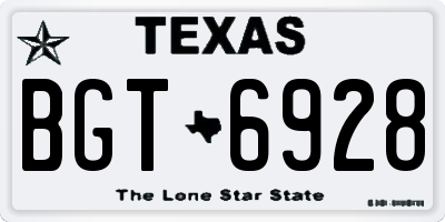 TX license plate BGT6928