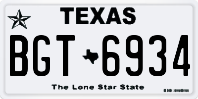 TX license plate BGT6934