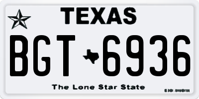 TX license plate BGT6936