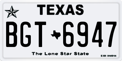 TX license plate BGT6947