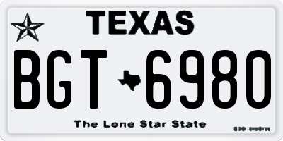 TX license plate BGT6980