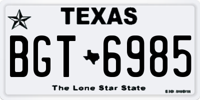 TX license plate BGT6985