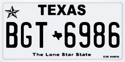 TX license plate BGT6986