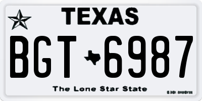 TX license plate BGT6987