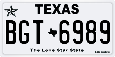 TX license plate BGT6989