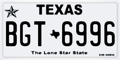 TX license plate BGT6996