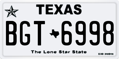 TX license plate BGT6998