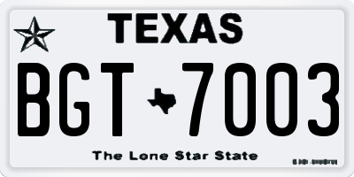TX license plate BGT7003
