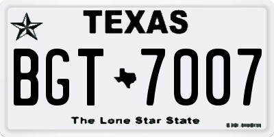 TX license plate BGT7007