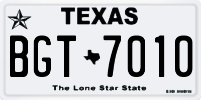 TX license plate BGT7010