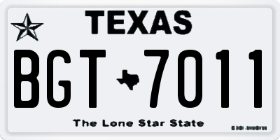 TX license plate BGT7011