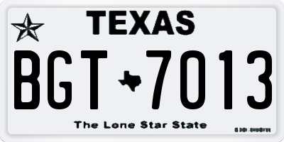 TX license plate BGT7013