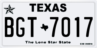 TX license plate BGT7017