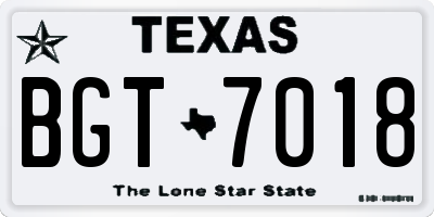 TX license plate BGT7018
