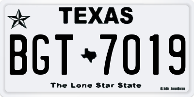 TX license plate BGT7019