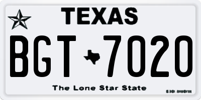 TX license plate BGT7020