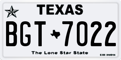 TX license plate BGT7022