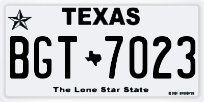 TX license plate BGT7023
