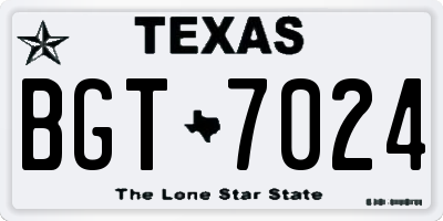 TX license plate BGT7024