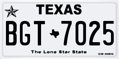 TX license plate BGT7025