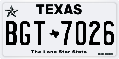 TX license plate BGT7026