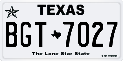 TX license plate BGT7027