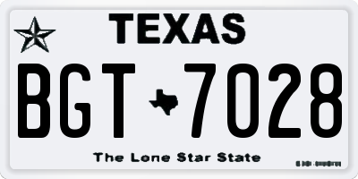 TX license plate BGT7028