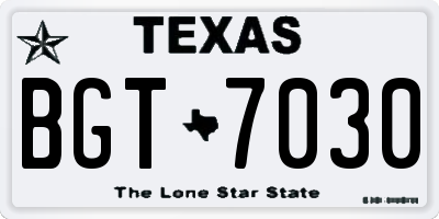 TX license plate BGT7030
