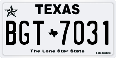 TX license plate BGT7031