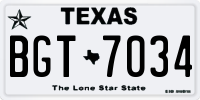 TX license plate BGT7034