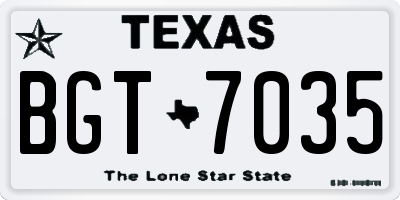 TX license plate BGT7035