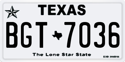 TX license plate BGT7036