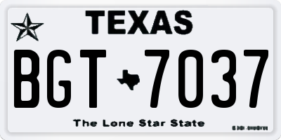 TX license plate BGT7037