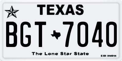 TX license plate BGT7040