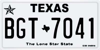 TX license plate BGT7041