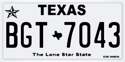 TX license plate BGT7043