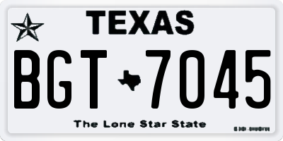 TX license plate BGT7045