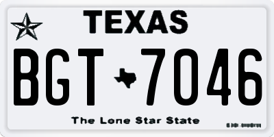 TX license plate BGT7046