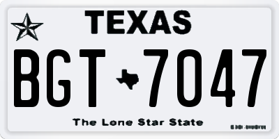 TX license plate BGT7047