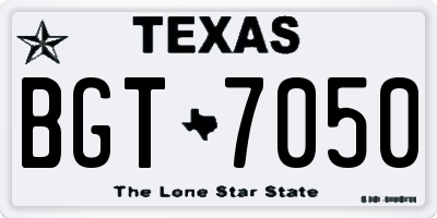 TX license plate BGT7050