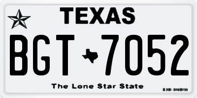 TX license plate BGT7052