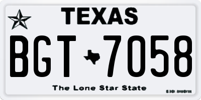 TX license plate BGT7058