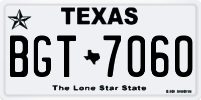 TX license plate BGT7060