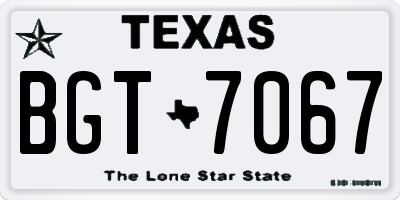 TX license plate BGT7067