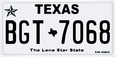 TX license plate BGT7068