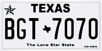 TX license plate BGT7070
