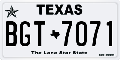 TX license plate BGT7071